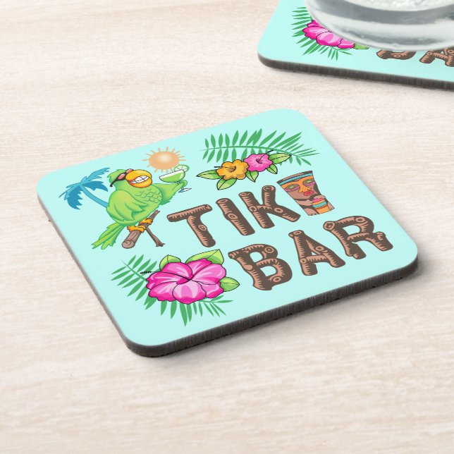 TROPICAL TIKI BAR BEVERAGE COASTER (Left Side)
