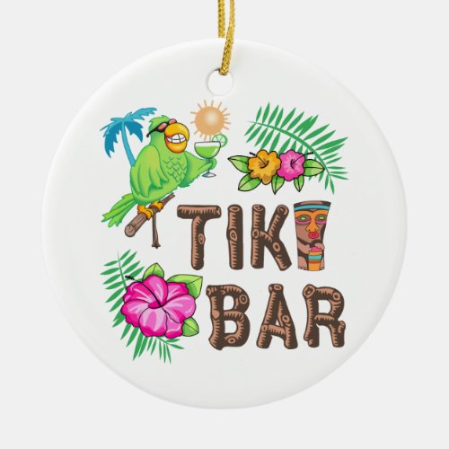 TROPICAL TIKI BAR CERAMIC ORNAMENT