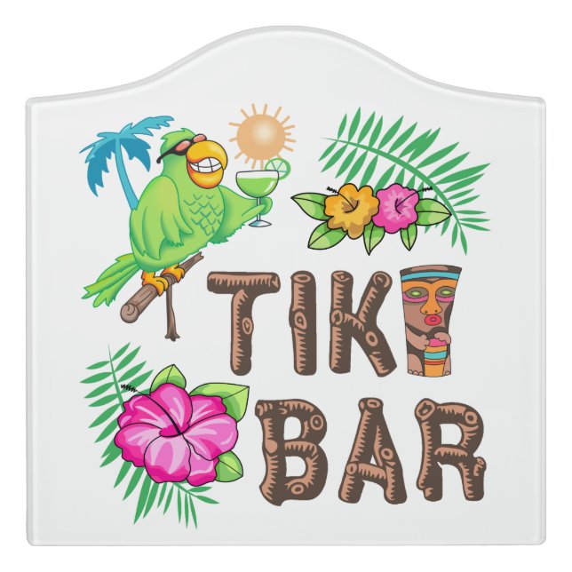 TROPICAL TIKI BAR DOOR SIGN (Large Crest Front)