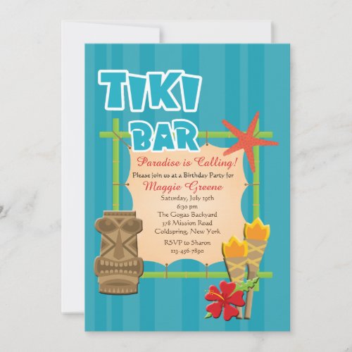 Tropical Tiki Bar Invitation