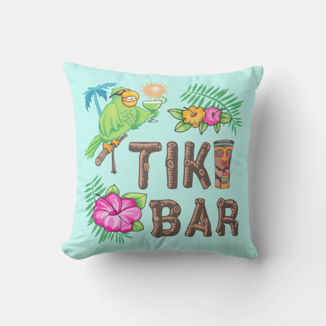 TROPICAL TIKI BAR OUTDOOR PILLOW (Front)