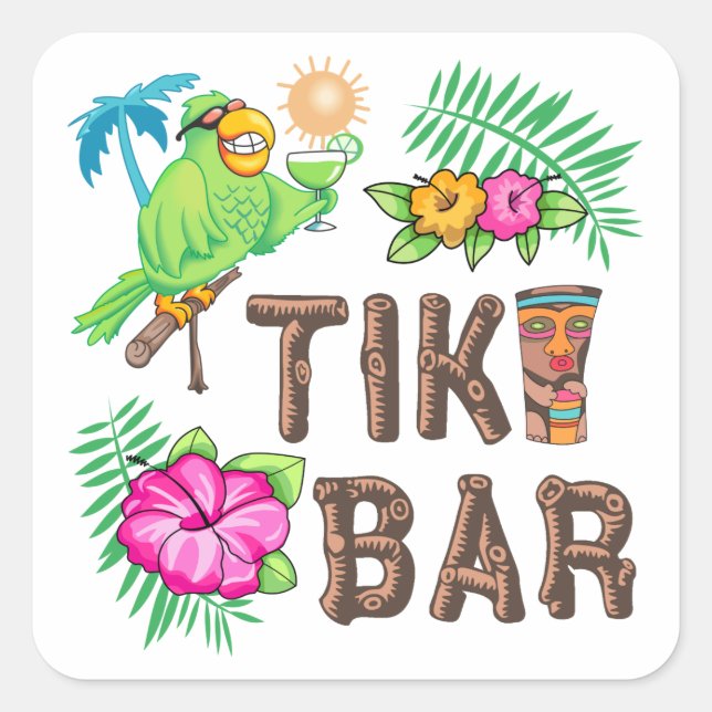 TROPICAL TIKI BAR SQUARE STICKER (Front)