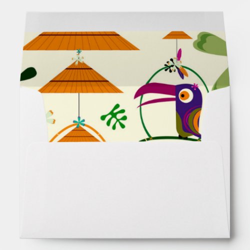 Tropical Tiki Birds Hawaiian Luau Party Envelope