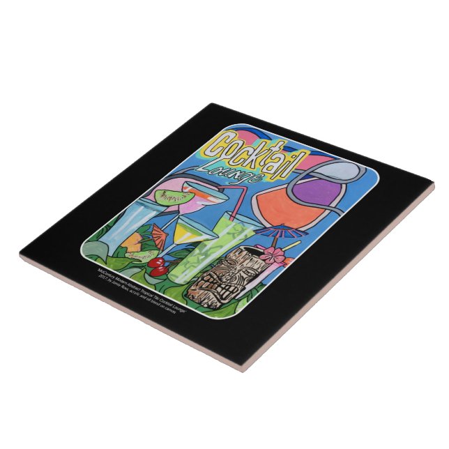 Tropical Tiki Cocktail Lounge painting on a Tile (Side)