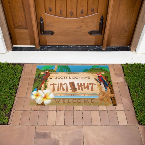 Tropical Tiki Hut Design Doormat