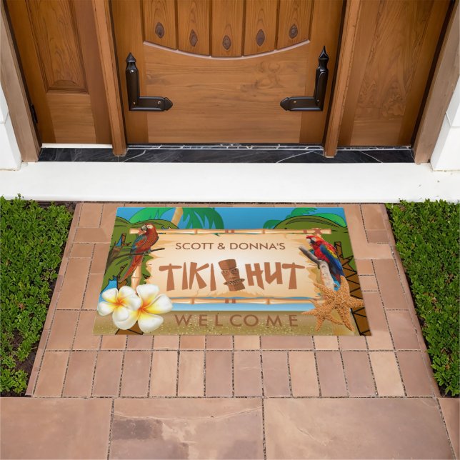 Tropical Tiki Hut Design Doormat (Outdoor)