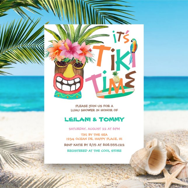 Tropical Tiki Luau Couples Shower Invitation