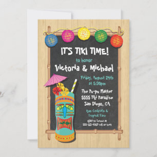Tropical Tiki Luau Party Invitations