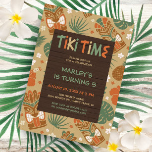 Tropical Tiki Party Birthday  Invitation