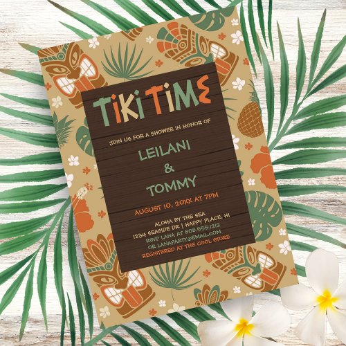 Tropical Tiki Party Couples Baby Shower Invitation