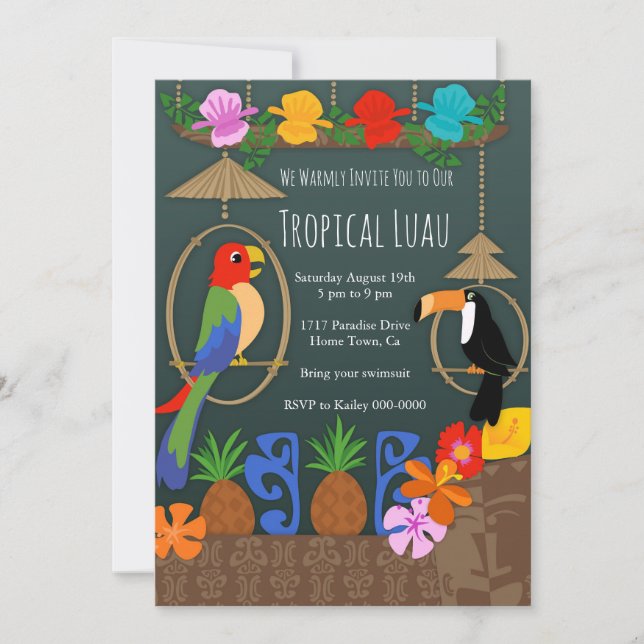 Tropical Tiki Party Initation Invitation (Front)