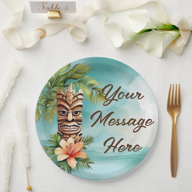 Tropical Tiki Party Paper Plates (Wedding)