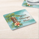 Tropical Tiki Party Square Paper Coaster<br><div class="desc">Step into a world of tropical paradise with our Tropical Tiki Party coasters, the perfect herald for a summer celebration. Crafted with care, this item features a breathtaking watercolor totem pole with tropical flowers and palms set against a dreamy backdrop of soft greens and blues, evoking the whimsy and wonder...</div>