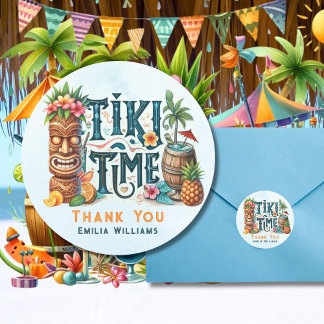 Tropical Tiki Party Wedding Luau Bridal Shower  Classic Round Sticker