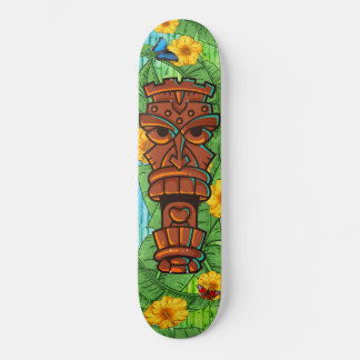 Tropical Tiki Totem Polynesian Theme Banana Leaves Skateboard