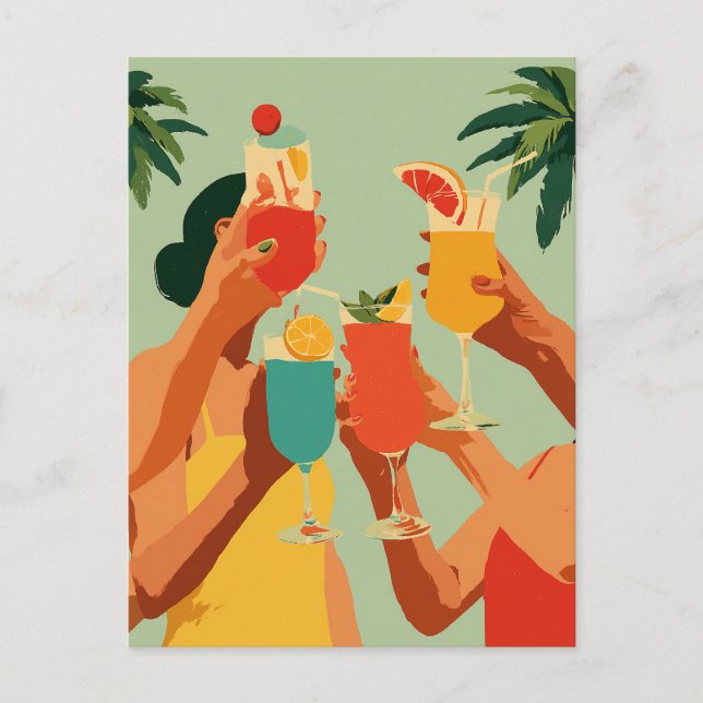 Tropical Toast to Bride-to-Be Postcard (Front)