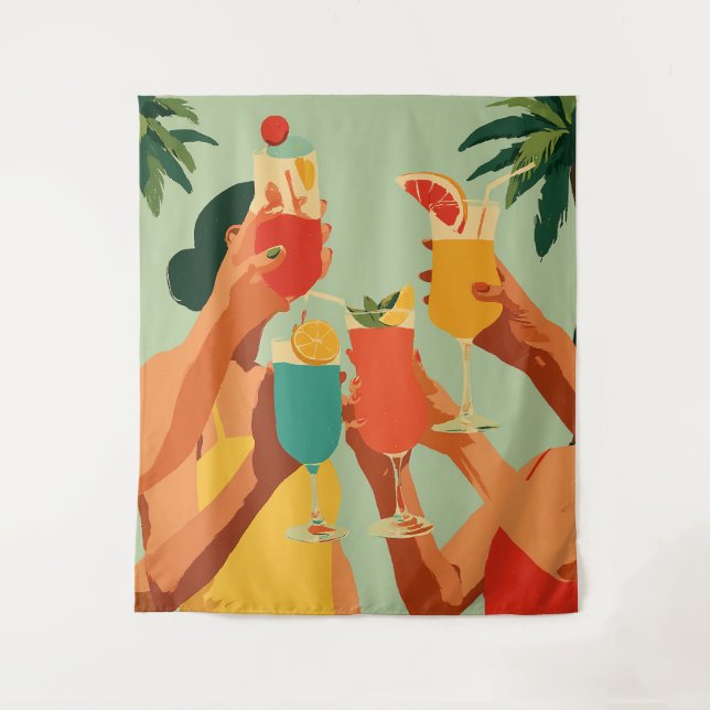 Tropical Toast to Bride-to-Be Tapestry (Front)