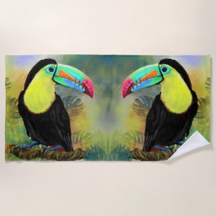 Tropical Toco Toucan Bird Beach Towel