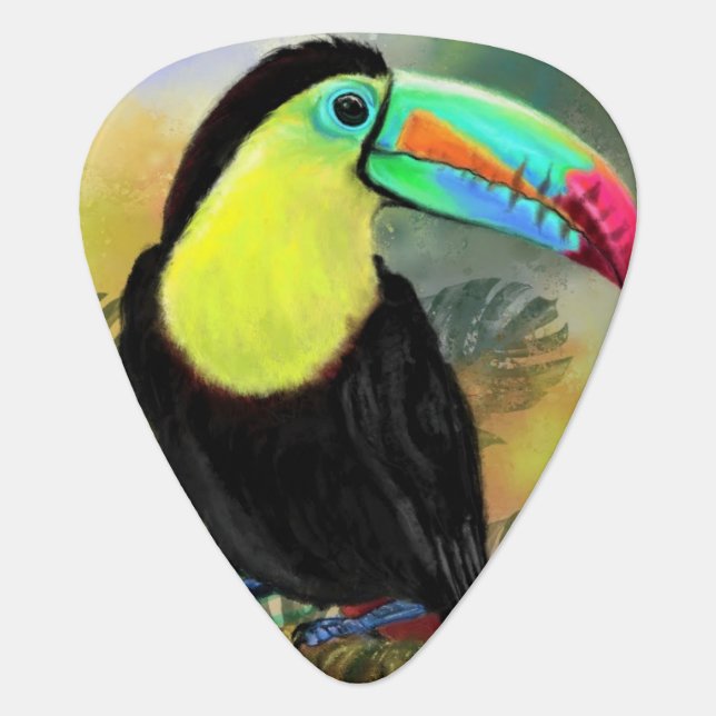 Tropical Toco Toucan Guitar Pick (Front)