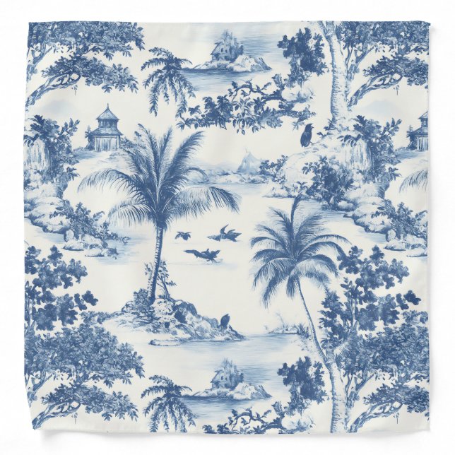 Tropical Toile De Jouy Bandana (Front)