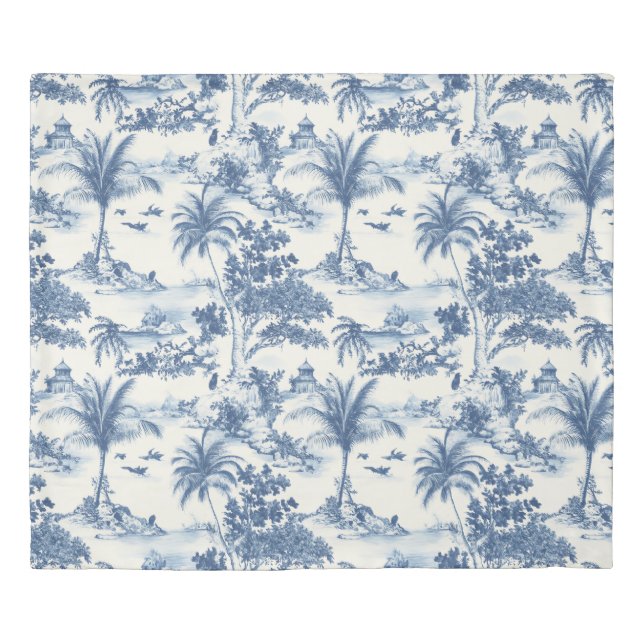 Tropical Toile De Jouy Duvet Cover (Front)