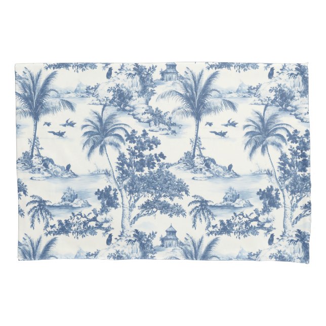 Tropical Toile De Jouy Pillow Case (Front-Left)