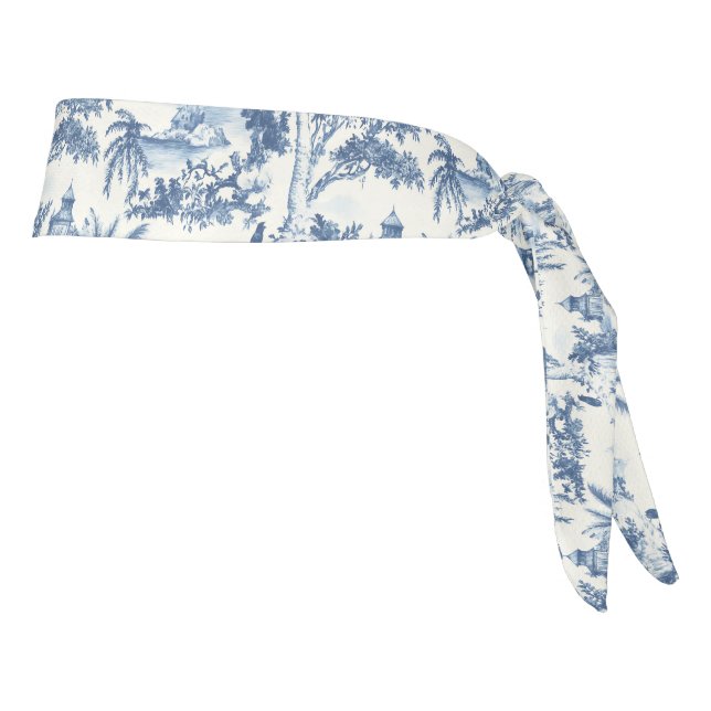 Tropical Toile De Jouy Tie Headband (Rotate 90)