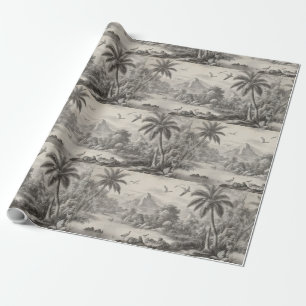 Tropical Toile de Jouy Wrapping Paper