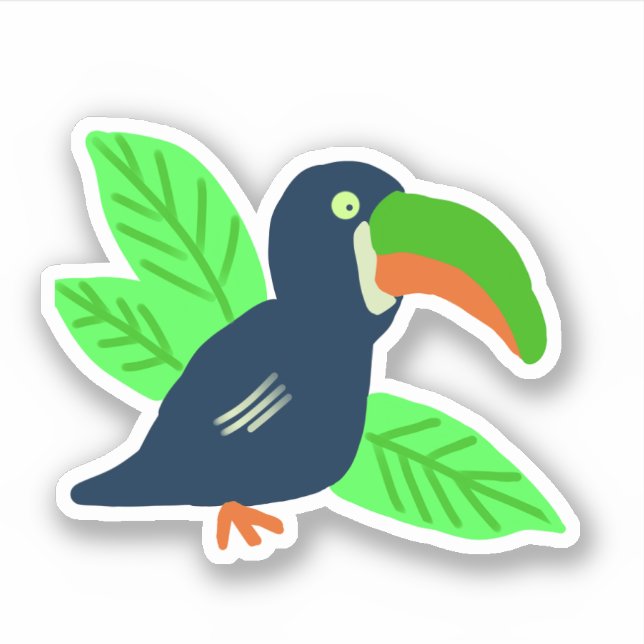 Tropical Toucan And Leaves Sticker (Front)