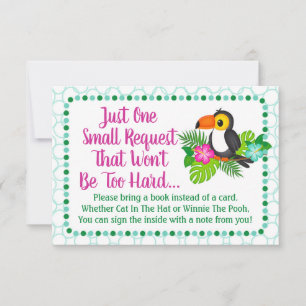 Tropical Toucan Baby Shower Bring A Book Card