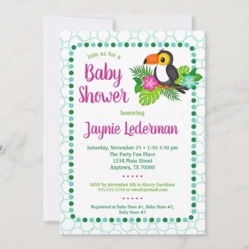 Tropical Toucan Baby Shower Invitation