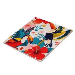 Tropical Toucan bird art tile
