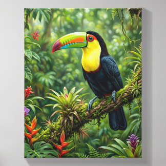Tropical Toucan Bird in Lush Jungle Canvas Photo Tile