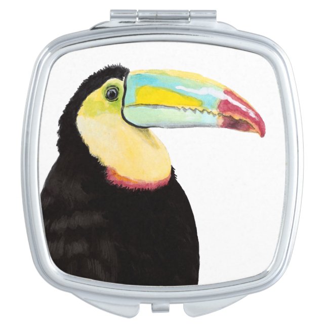 Tropical Toucan Bird Mirror For Makeup (Front)