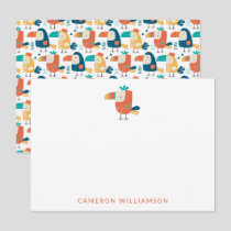 Tropical Toucan Bird Personalized Baby and Kids   Note Card