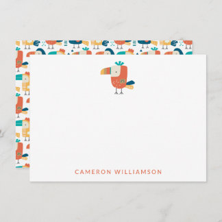 Tropical Toucan Bird Personalized Baby and Kids Note Card