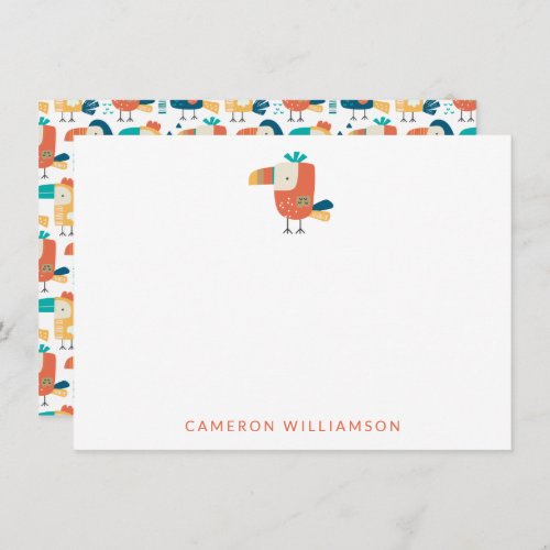 Tropical Toucan Bird Personalized Baby and Kids   Note Card