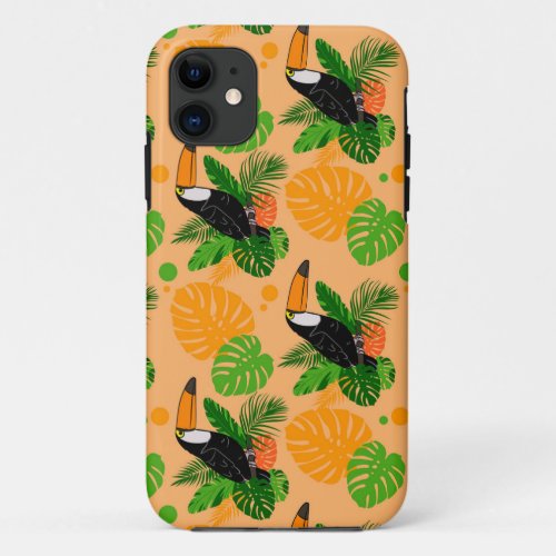 Tropical Toucan Bird Seamless Pattern iPhone 11 Case