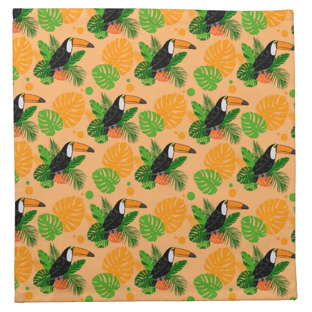 Tropical Toucan Bird Seamless Pattern Cloth Napkin (Front)