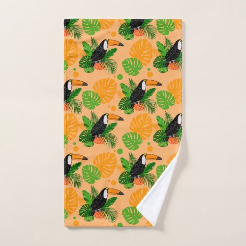 Tropical Toucan Bird Seamless Pattern Hand Towel