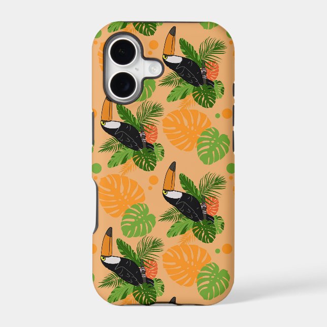 Tropical Toucan Bird Seamless Pattern Iphone Case (Back)