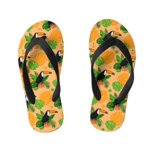 Tropical Toucan Bird Seamless Pattern Kid's Flip Flops