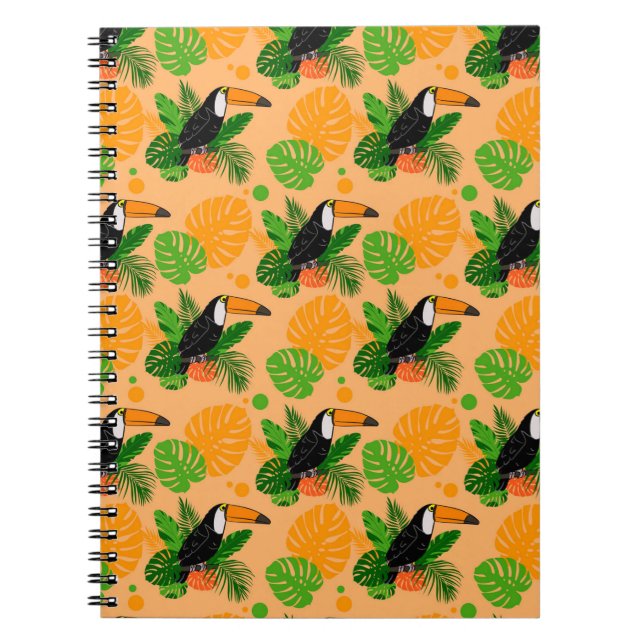 Tropical Toucan Bird Seamless Pattern Notebook (Front)