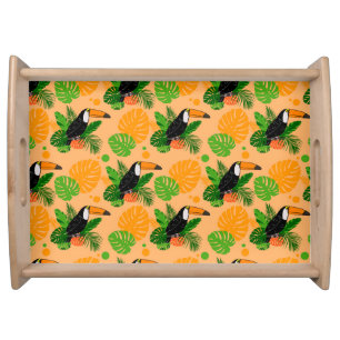 Tropical Toucan Bird Seamless Pattern Serving Tray