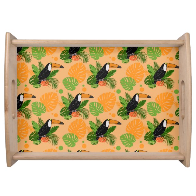 Tropical Toucan Bird Seamless Pattern Serving Tray (Front)