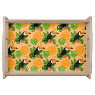 Tropical Toucan Bird Seamless Pattern Serving Tray