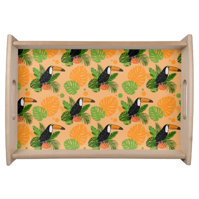 Tropical Toucan Bird Seamless Pattern Serving Tray (Front)