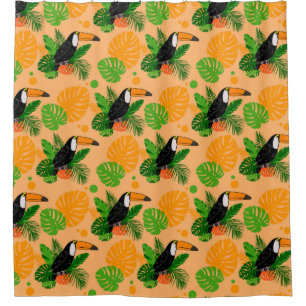 Tropical Toucan Bird Seamless Pattern Shower Curtain
