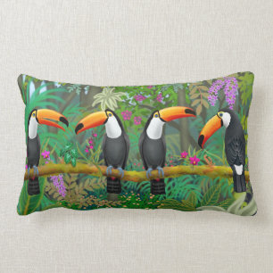Tropical Toucan Birds Accent Pillow