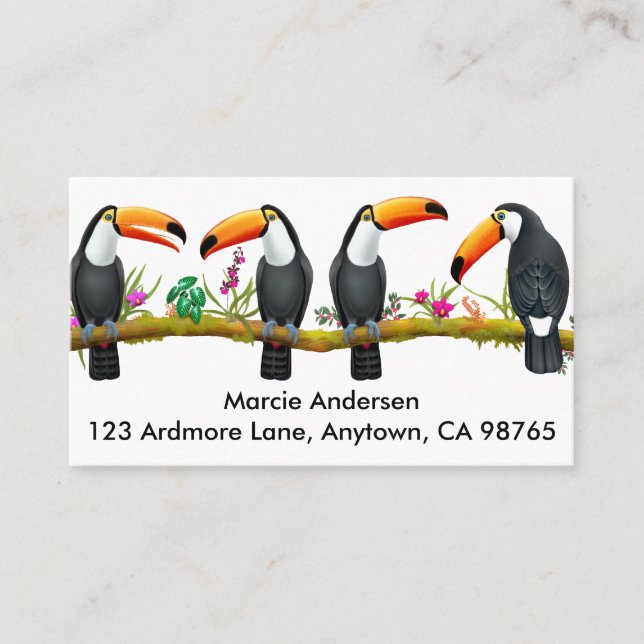 Tropical Toucan Birds Business Cards (Front)